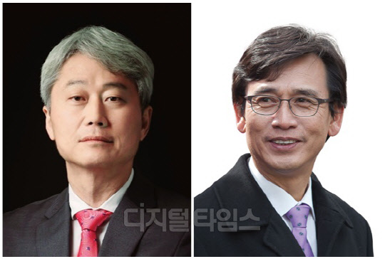 김근식(왼쪽) 경남대학교 정치외교학과 교수와 유시민 전 노무현 재단 이사장. <디지털타임스 DB>